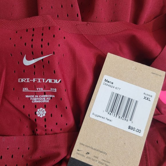 Nike Dri-Fit ADV Aeroswift Running Singlet Tank DM4624-677 Size XXL Team Red - Picture 3 of 4